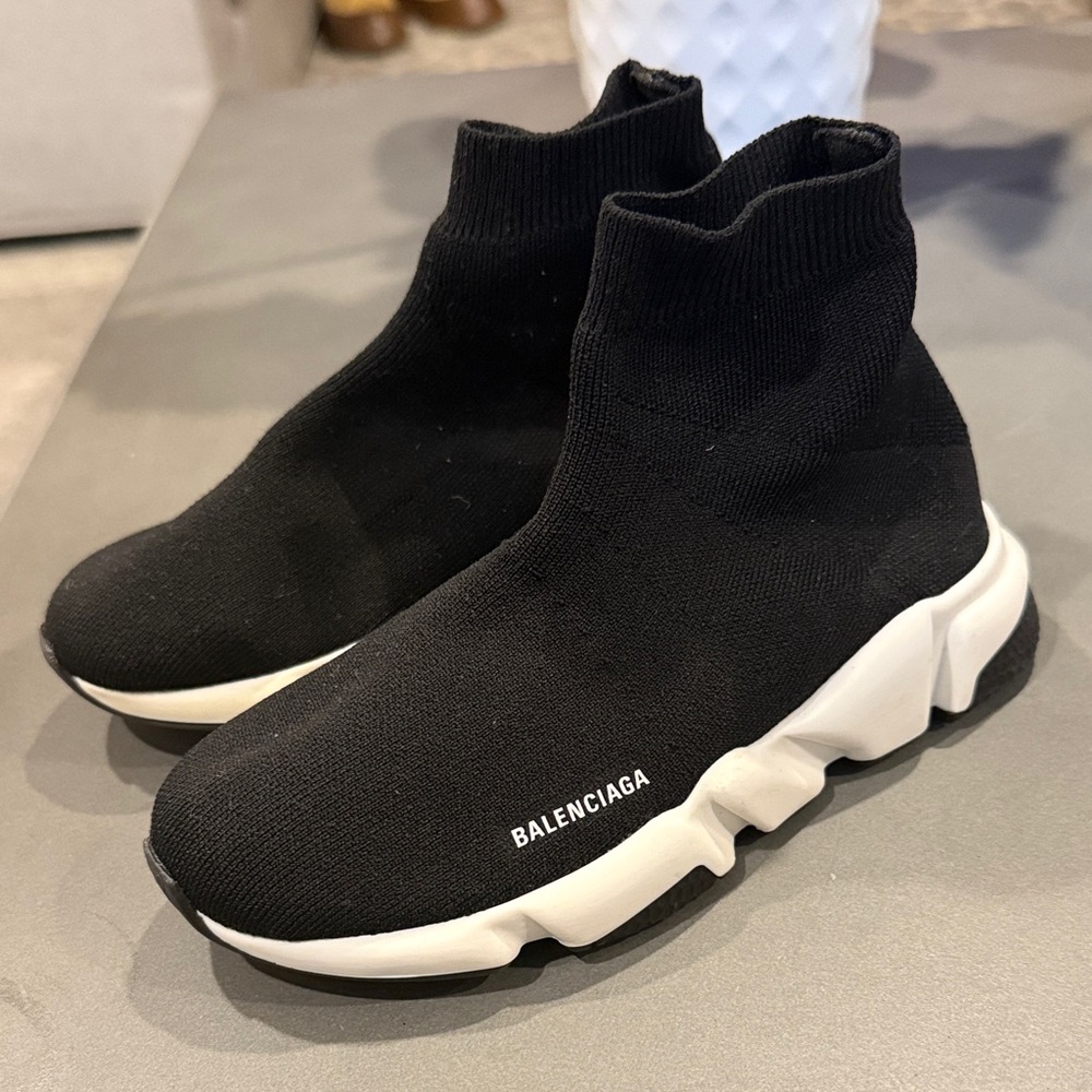 Balenciaga KIDS Black and White Sock Sneakers size US 12-12.5 unisex